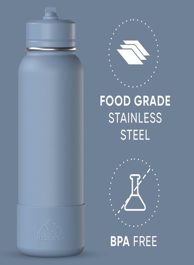Hydrapeak 32oz Sport Insulated Water Bottle with Straw Lid, Leak & Spill Proof, Keeps Drinks Cold for 24 Hours, Hot for 12 Hours, Premium Stainless Steel Water Bottles (32oz, Modern Blue) - Image 4